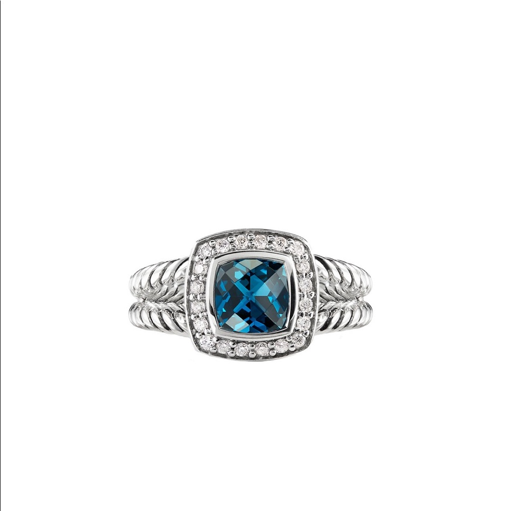 Petite Albion Ring with Blue Topaz & Diamonds